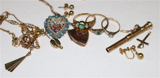 Gold dress ring, pendants etc